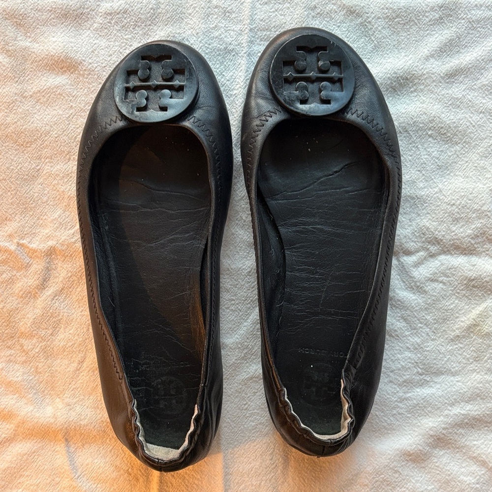 Tory Burch Black Logo Flats